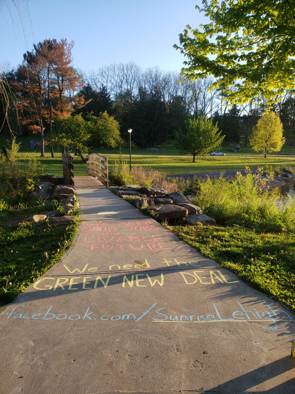 Sidewalk chalk at sunrise